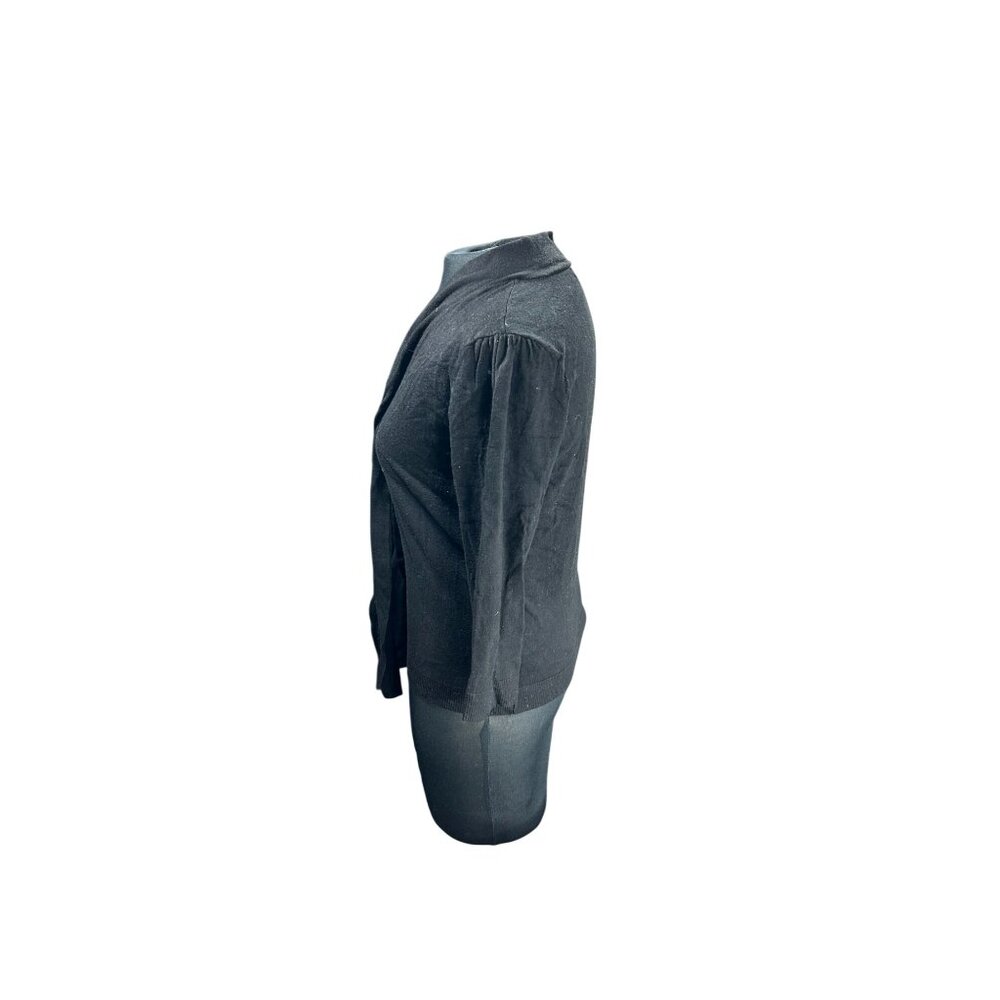 7th Avenue Design Studio Black Lightweight Long-Sleeve Open Cardigan Sweater Wit - Picture 3 of 10